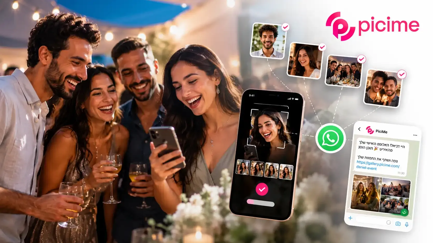 זיהוי פנים לאירועים: המערכת סורקת את תמונות האירוע ושולחת לכל אורח אלבום אישי לוואטסאפ - בסלפי אחד, בלי אפליקציה. איך זה עובד, מה עם הפרטיות והסלפי, וכמה זה עולה.